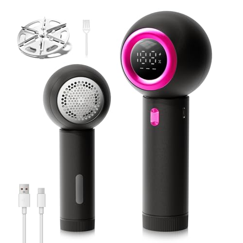 Gohill けだまとり 電動 毛玉取り器 USB充電式【2025年ドイツ レッド•ドット賞受賞製品】コードレス 毛玉クリーナー 強力6枚刃 高速回転 3段階調節 液晶ディスプレイ 安全装置 ワンボタン操作