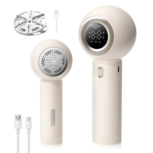 Gohill けだまとり 電動 毛玉取り器 USB充電式【2025年ドイツ レッド•ドット賞受賞製品】コードレス 毛玉クリーナー 強力6枚刃 高速回転 3段階調節 液晶ディスプレイ 安全装置 ワンボタン操作