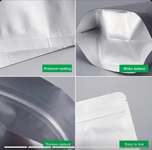 Desangu Long Term Food Storage アルミホイル アルミバッグ ジッパー開閉 ビニール袋 ミニ収納袋 長期保存用 ジッパー付き ビニール袋 防水 防湿 防カビ 真空バッグ(横 30cm x 縦42cm) 5 Kg用の米袋ー5枚