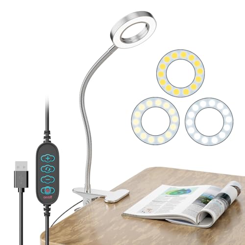 C-J-W ledデスクライト クリップ 照明 電気スタンド 卓上 スタンドライト デスク クリップライト 寝室 照明 自撮りライト 女優ライト 3段階調色 10無段階調光 目に優しい 省エネ 机 ライト 360°