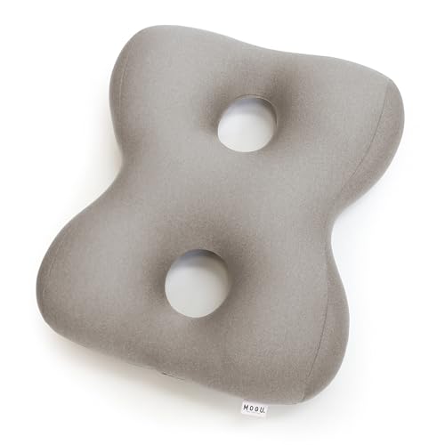 MOGU(モグ) 姿勢体幹サポーターエイト クッション 日本製 身体が求めるビーズクッション へたりにくい パウダービーズ使用 小型(約38x45x12cm) グレー 背当て S字カーブ サポート 背中 腰 オフィ