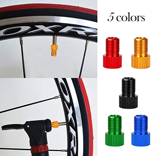 iplusmile 米式バルブ 自転車 空気入れ アダプター 仏式バルブアダプター フレンチ 自転車 アダプタ 仏式→米式 変換（赤+黒+黄+青+緑合計10個/パッケージ）