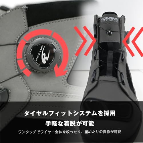 コミネ(KOMINE) 2025モデル バイク用 05-300 BK-300 ダイヤルフィットWPマイクロファイバースニーカー Black 26.5