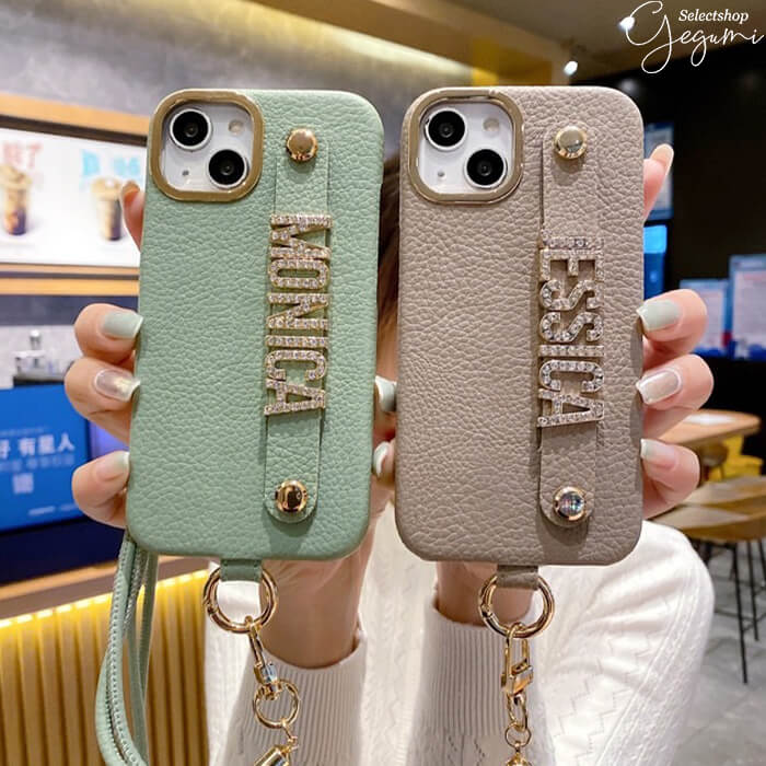 iPhone15対応 名入れオーダーメイド品 ストラップ イニシャル 選べるチャームカラー ベルト カスタム レザー ケース iPhone15Pro iPhone15Promax iPhone14Pro iPhone14Plus iPhone14Promax iphone13 iphone13promax iphone13pro iPhone12 12Pro ギフト プレゼント 推し活のサムネイル