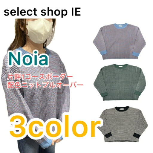 Noia 片畦 1コースボーダー 配色 ニット プルオーバー Noia 片畦 1コースボーダー 配色 ニット プルオーバー