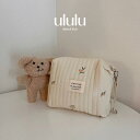 【送料無料】おむつポーチ ベビー服 女の子 男の子 ululu 新生児 プレゼント キルティング ポーチ オリーブ チェリー きょうりゅう うさぎ くま 刺繍 ...