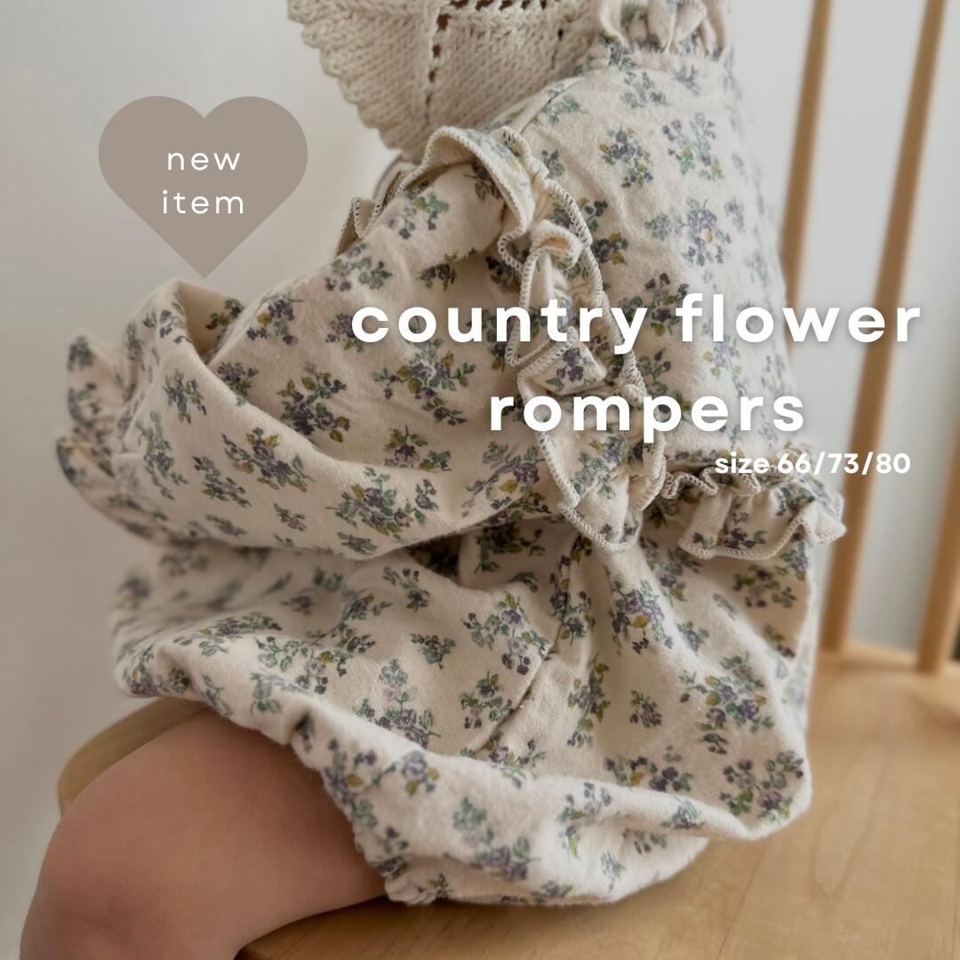 3,320円→2,990円【マラソン 50％OFFクーポン配付中】【新作】 country flower rompers 赤ちゃん ベビ ー おしゃれ か…