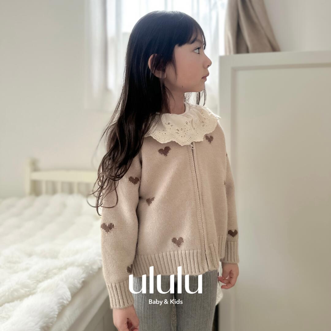 NEW【送料無料】ハートジップニット キッズ ニット ハート ジップ ジップニット ナチュラル 子供服 ベビー服 女の子 男の子 ululu