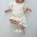 NEW【送料無料】セット:レースワッフルロンパースセットナチュラル 子供服 ベビー服 女の子 男の子 ululu 出産祝い 新生児 ギフト ワッフル アイボリー...