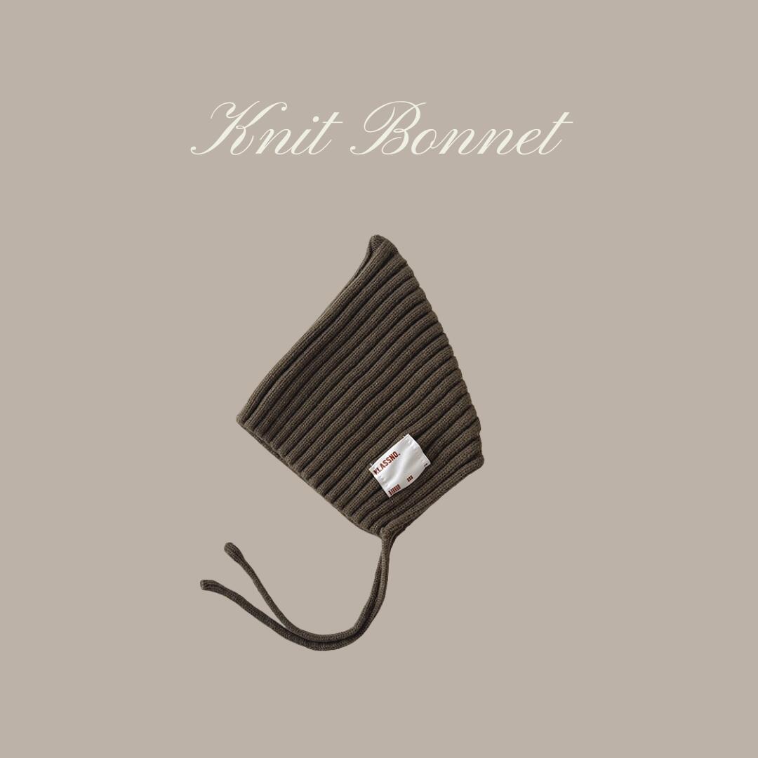 ＼1,900円→1,520円／NEW【送料無料】ニットボンネット 子供服 ベビー服 女の子 男の子 ululu ナチュラル ニット ボンネット 帽子 ニット ブラウン