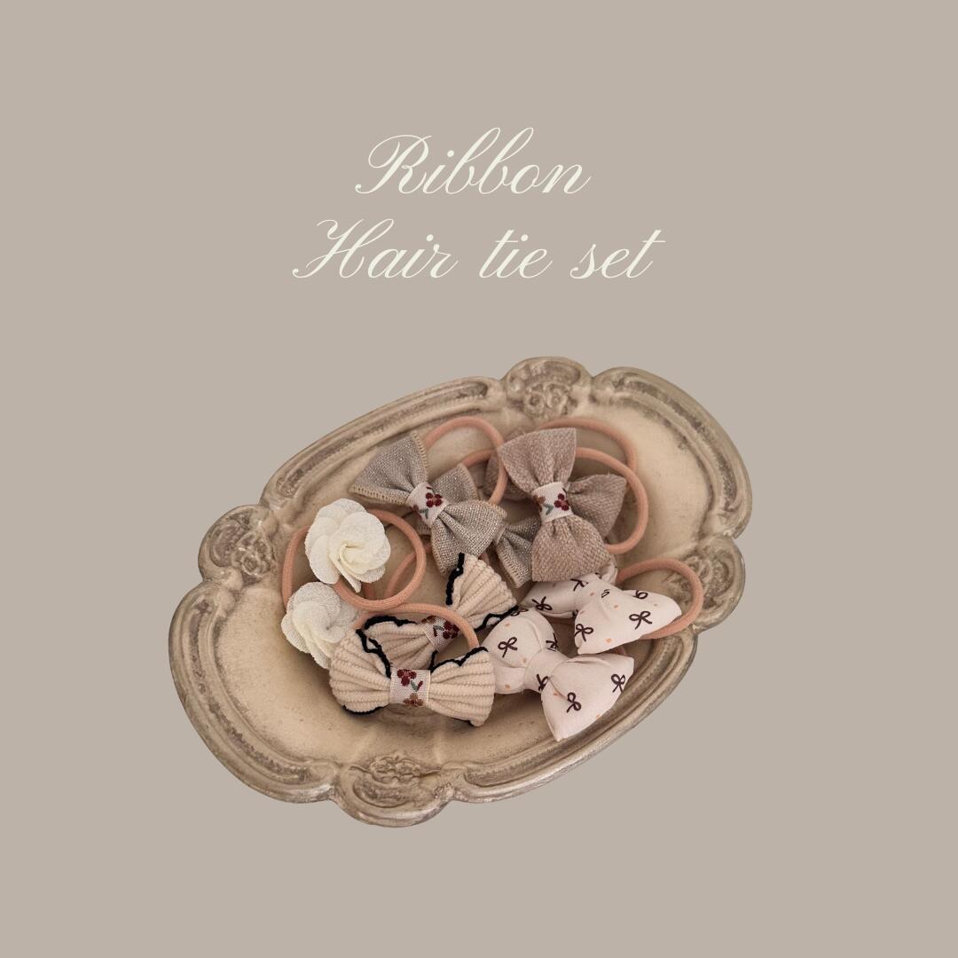 ＼1,100円→880円／NEW【送料無料】リボンヘアゴムセット 子供服 ベビー服 女の子 男の子 ululu ナチュラル リボン ゴム ヘアゴム