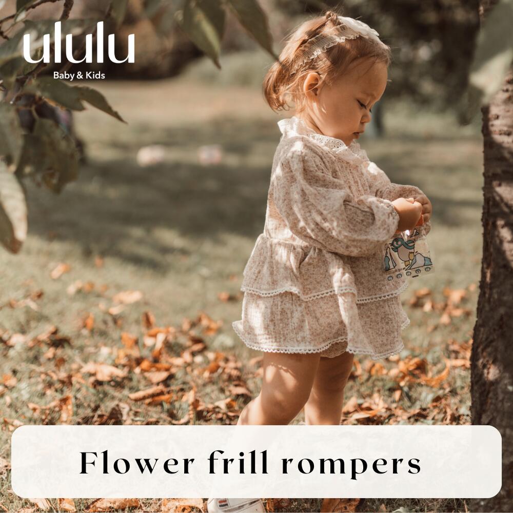 NEW【送料無料】フラワーフリルロンパース　子供服 ベビー服 女の子 男の子 ululu 襟 フリル ...