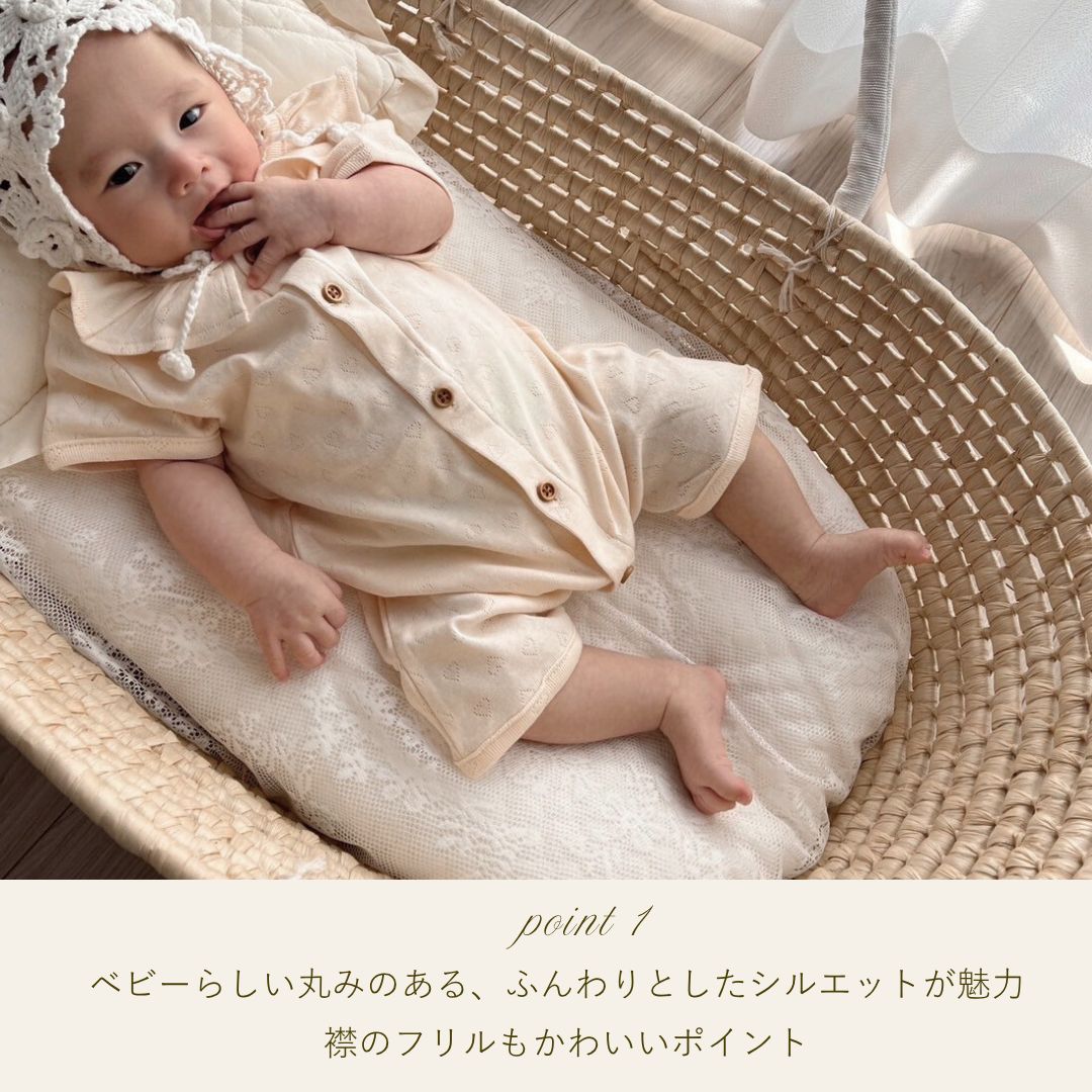 NEW【送料無料】Heart eyelet rompers ナチュラル 子供服 ベビー服 女の子 男の子 ...
