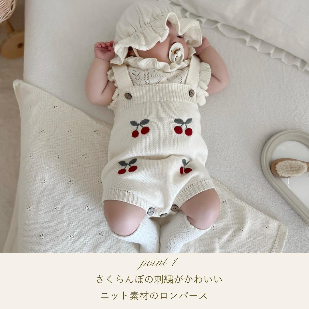 NEW【送料無料】チェリーロンパース 子供服 ベビー服 女の子 男の子 ululu さくら...