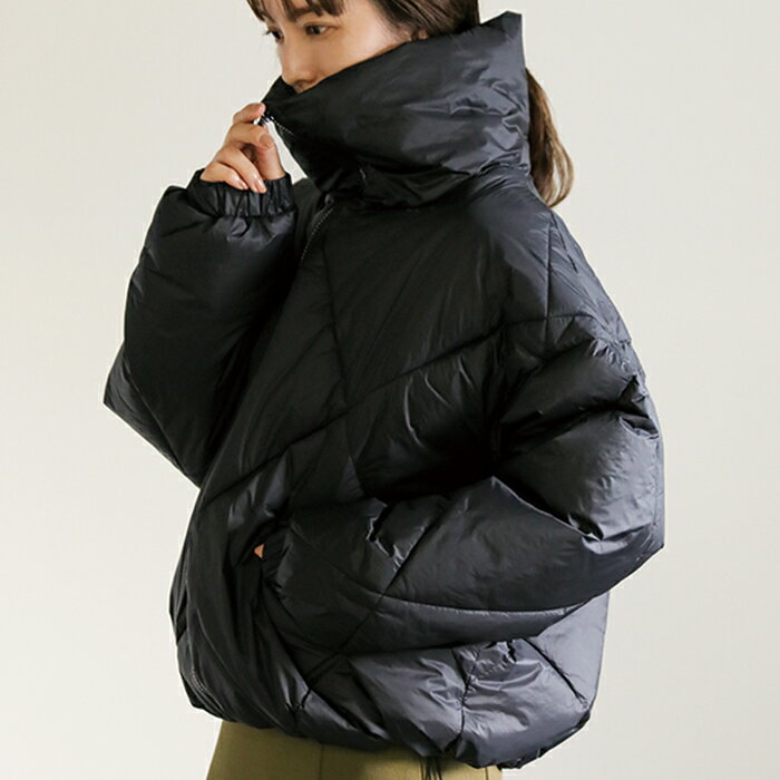 【20%OFFクーポン】ハイネックキルティングダウンショートブルゾン / レディース 秋冬 冬 中綿アウター ショート丈 ダイヤ柄 キルティング ハイネック 前開き アウター ダウン セレクトモカ selectmocaのサムネイル