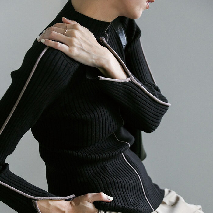 【★1000円OFF★～1/10まで】【20%OFF】バイカラープチハイネックリブニット / レディース 秋 冬 リブニット シンプルニット ベーシック ニット インナー ハイネック レイヤード セレクトモカ selectmoca select moca モカのサムネイル