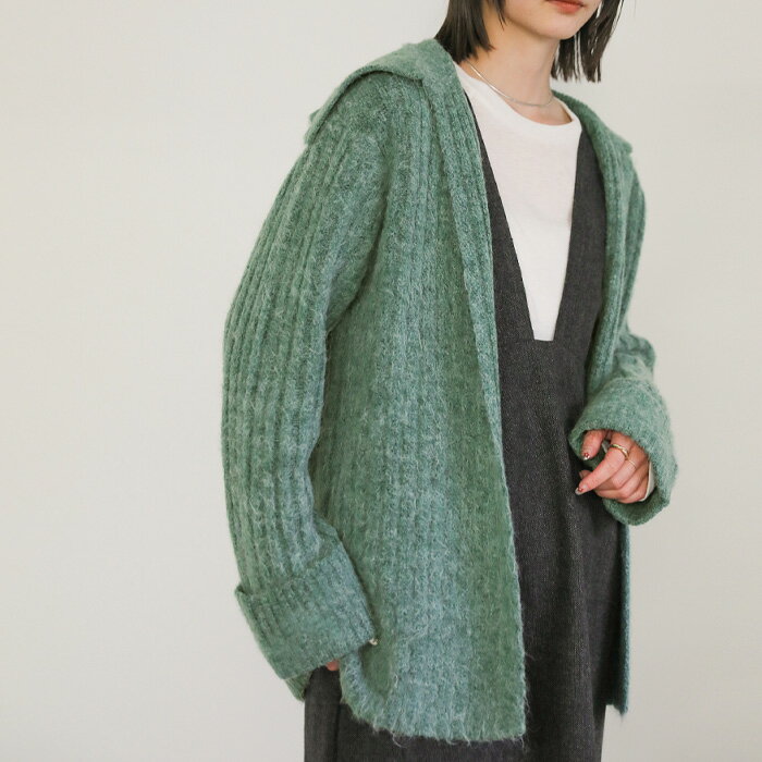 【～12/6(水)まで1000円OFFクーポン】【60%OFF】【Rakuten限定商品】ビッグカラーミックスニットカーディガン / レディース 秋 冬 Vネック オーバーサイズ ゆったり きれいめ ショート丈 ニット 前開き セレクトモカ select moca select moca モカのサムネイル