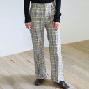 【Rakuten限定】チェックワイドレッグパンツ / レディース 秋冬 秋 冬 きれいめ タック ハイウエスト スラックス パンツ ボトム セレクトモカ selectmoca select moca モカ