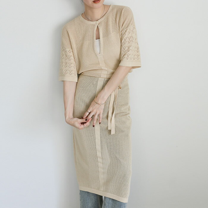 【店内全品2BUY10％OFF】メッシュニット2wayワンピース / レディース メッシュワンピース 半袖ワンピース レイヤードワンピース 2way レイヤード セレクトモカ selectmocaのサムネイル