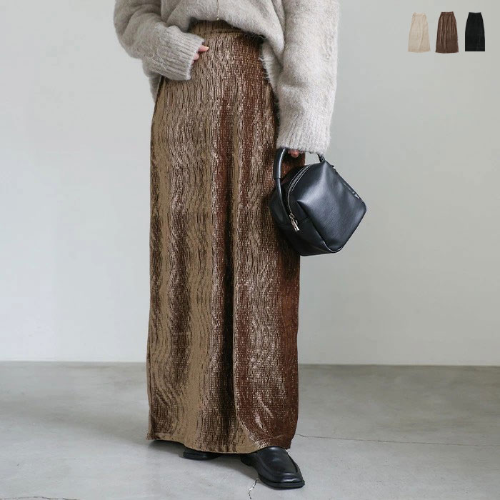 【クーポン利用で10％OFF】楊柳ベロアスカート / レディース 秋冬 Iライン 楊柳 ナロースカート タイトスカート ロングスカート ベロアスカート バックスリット ウエストゴム セレクトモカ select mocaのサムネイル