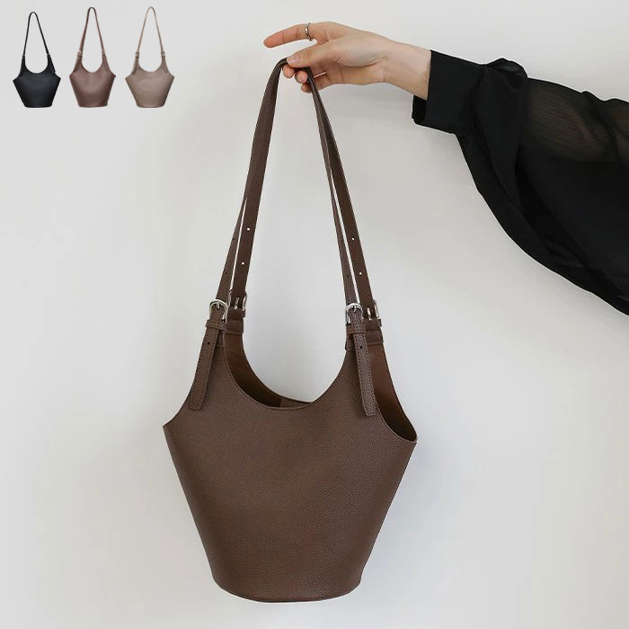 【クーポン利用で20％OFF】バックルハンドルラウンドトートバッグ / レディース ショルダーバッグ ハンドバッグ トートバッグ シンプル デイリー ベーシック フェイクレザー デイリー使い 通勤 通学 お出かけ セレクトモカ selectmocaのサムネイル