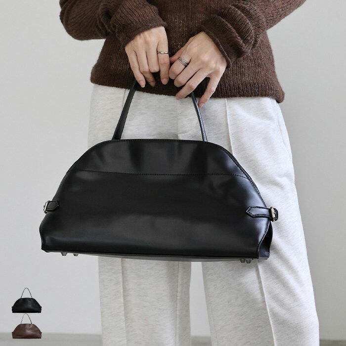 【24日(金)20:00〜2時間限定店内全品20％OFF】サイドベルトボストンバッグ / レディース ボストンバッグ ハンドバッグ ベルトデザイン ワンハンドルバッグ シンプル ベーシック フェイクレザー デイリー使い 通勤 通学 マチあり お出かけ セレクトモカ selectmocaのサムネイル