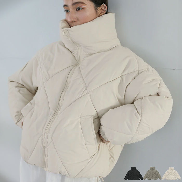 【店内全品2BUY10％OFF】ハイネックダイヤキルトショートダウン / レディース アウター キルトダウン ダウン ショートダウン 秋 冬 羽織 ハイネックダウン カジュアル 防寒 キルティング セレクトモカ selectmocaのサムネイル