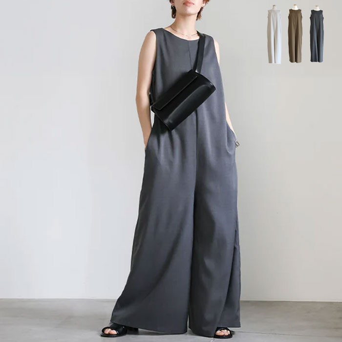 【4日(月)20：00〜2時間限定店内全品20％OFF】ノースリーブワイドオールインワン / レディース 春夏 オールインワン ノースリーブジャンプスーツ ロンパース ワイドシルエット セレクトモカ select mocaのサムネイル