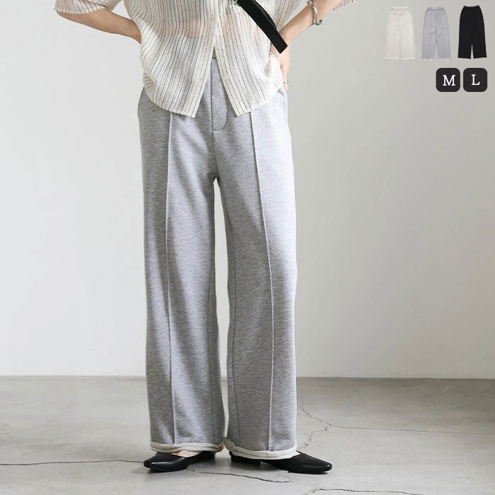 【4日(月)20：00〜2時間限定店内全品20％OFF】＼綺麗さとリラックスを兼ね備えた一着／スウェットピンタックパンツ / レディース リラックスパンツ イージーパンツ スウェットパンツ デイリー ウエストゴム コットン混 セレクトモカ selectmocaのサムネイル