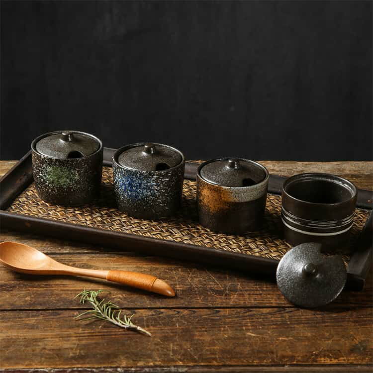 陶器 全10種 調味料入れセット 保存容器 コチュジャン入れ 和食器 味噌入れ 2個セット 砂糖 和風 卓上小物 キッチン小物 塩 セラミック製 コショウ 陶器 胡椒入れ 調味料入れ 2