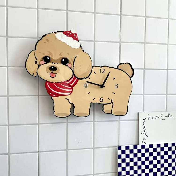 壁掛け時計 おしゃれ 静音 壁掛け クロック 掛け時計 電池 かわいい犬 かけ時計 テディ犬 時計 音がしない 電池式 オシャレな壁掛け時計 部屋飾り ウォールクロック 北欧 ギフト 新生活応援 開店祝い 引越し祝い お礼 祝い 結婚祝い [3]