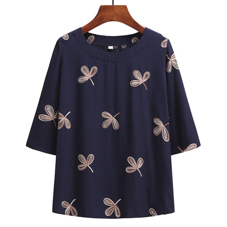 Tシャツ カットソー 刺繡 服装 シニアファッション 半袖 トップス レディース おすすめ ゆったり 60代 高齢者 70代 80代 90代 春夏 綿麻混 シニア おしゃれ おばあちゃん 婦人服 ギフト プレゼント 部屋着 selectstore-ansindo-10004421 セレクトストア 安心堂 サンプル画像2