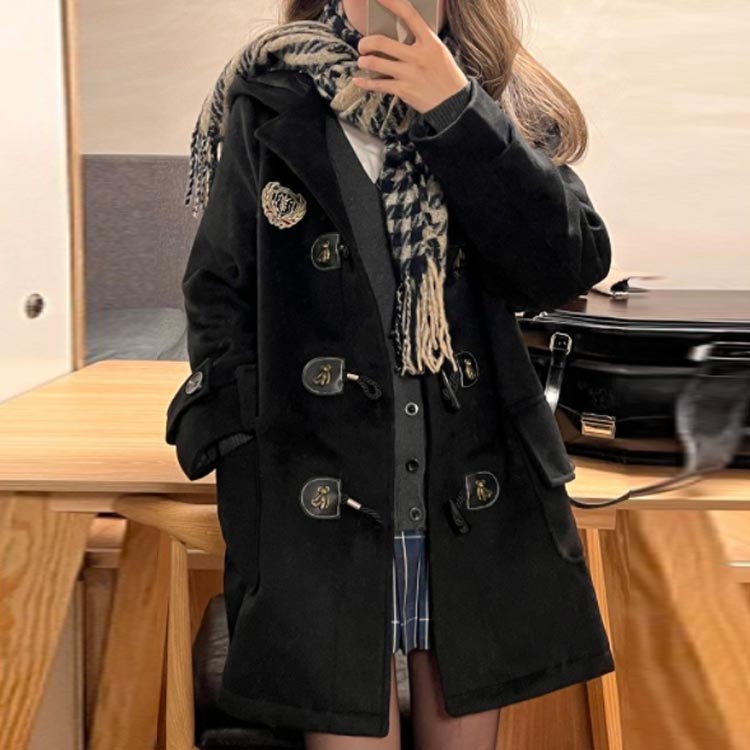 ロングコート スクールコート 無地 アウター 学生 高校生 中学生 冬 通勤 フード付き 中綿コート 女子 防寒 ベージュ 厚手 コート 通学 保温 レディース 暖かい ダッフルコート 制服 ミドル丈 JK ラシャコート 黒 学校 大きいサイズ