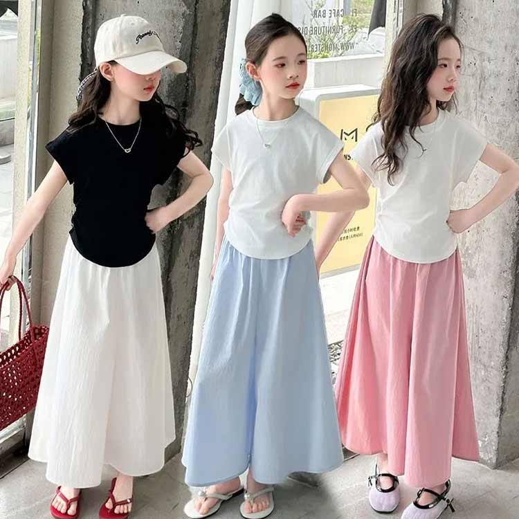 ワイドパンツ 女の子 セットアップ ロングパンツ ロングパンツ ガウチョパンツ Tシ...