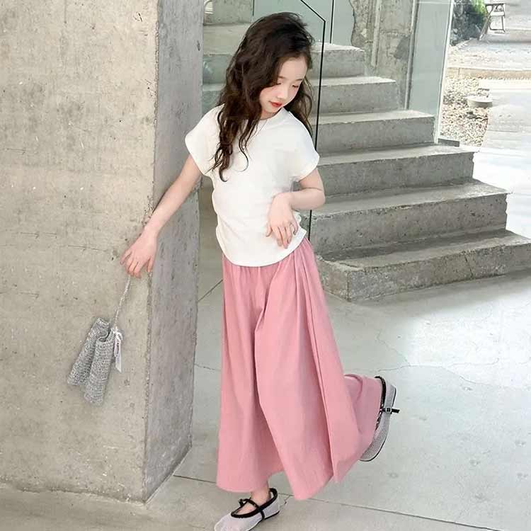ワイドパンツ 女の子 セットアップ ロングパンツ ロングパンツ ガウチョパンツ Tシ...