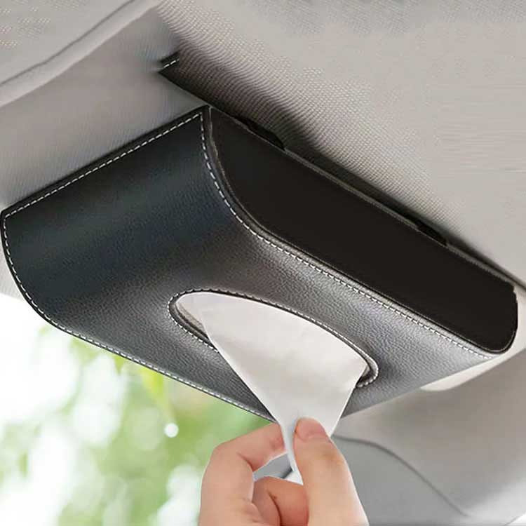車用 車載 吊り下げ 車用ティッシュボックス ティッシュカバー PUレザー ボックスティッシュケース 送料無料 車用 ティッシュカバー 収納ボックス シートバックポケット サンバイザー かける [2]