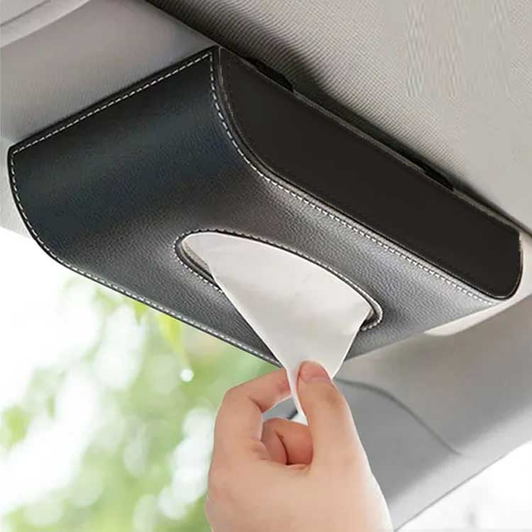 車用 車載 吊り下げ 車用ティッシュボックス ティッシュカバー PUレザー ボックスティッシュケース 送料無料 車用 ティッシュカバー 収納ボックス シートバックポケット サンバイザー かける [3]