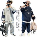 長ズボン 上下セット セットアップ 120 プルオーバー ジャージ キッズ トレーナー カジュアル 男の子 長袖 ロングパンツ スウェット ラウンドネック 女の...