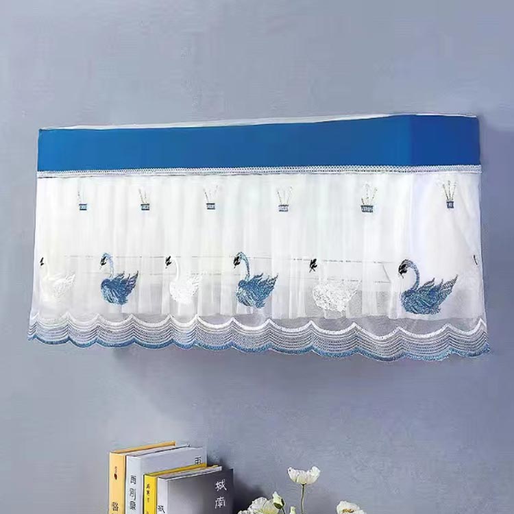 オールシーズン レース 年中使える 2枚セット 刺繍 刺しゅう 花柄 エアコンカバー ...