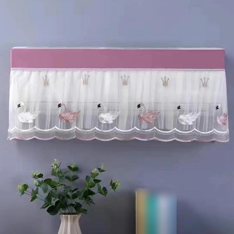 オールシーズン レース 年中使える 2枚セット 刺繍 刺しゅう 花柄 エアコンカバー ...