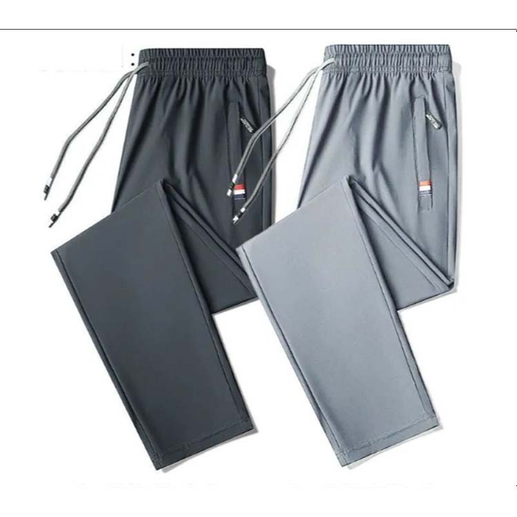 接触冷感 ゴルフパンツ 薄手 ファスナーポケット 2枚セット！冷感パンツ 夏 アイスシルクパンツ 大きいサイズ 涼しい 2枚セット！冷感パンツ ストレッチ カジュアルパンツ 調整紐 春 秋 スポーツパンツ 吸汗 速乾