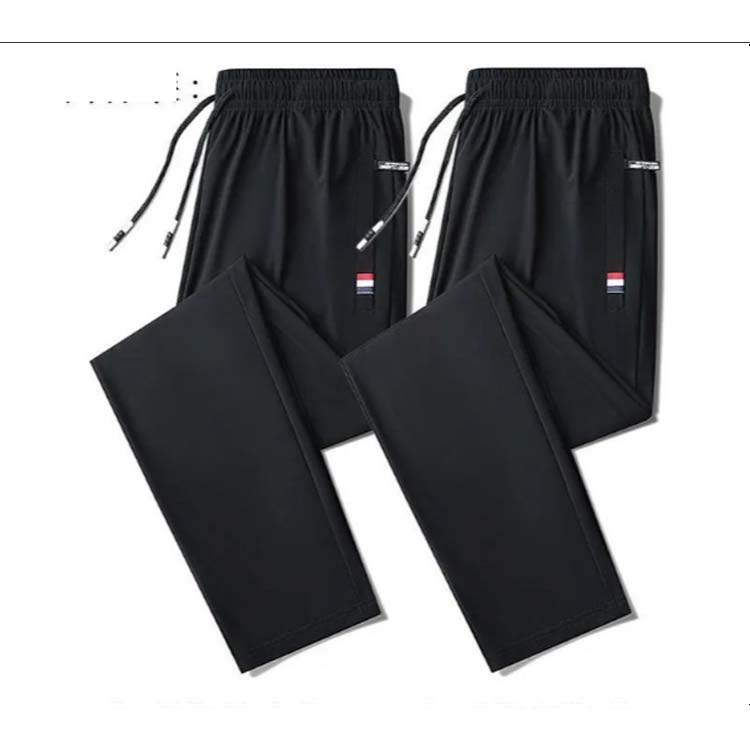 接触冷感 ゴルフパンツ 薄手 ファスナーポケット 2枚セット！冷感パンツ 夏 アイスシルクパンツ 大きいサイズ 涼しい 2枚セット！冷感パンツ ストレッチ カジュアルパンツ 調整紐 春 秋 スポーツパンツ 吸汗 速乾