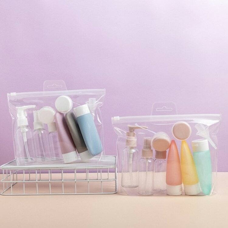 【11点セット】 詰め替え パウチ容器 透明ポーチ付き トラベルボトル 化粧水 乳液 クリーム シャンプー 旅行用小分け容器 漏れない 携帯便利 小分けボトル 温泉 サウナ ジム 出張 旅行用品 selectstore-ansindo-10004467 セレクトストア 安心堂 サンプル画像2