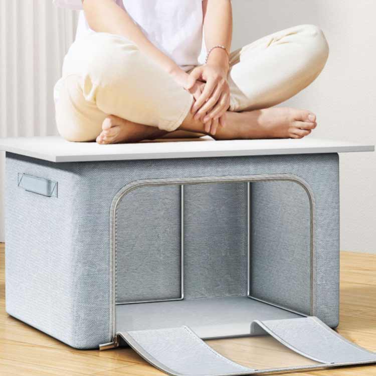 布 積み重ね 窓付き 収納BOX 折りたたみ 頑丈 収納ボックス 2個セット 24L フタ付...