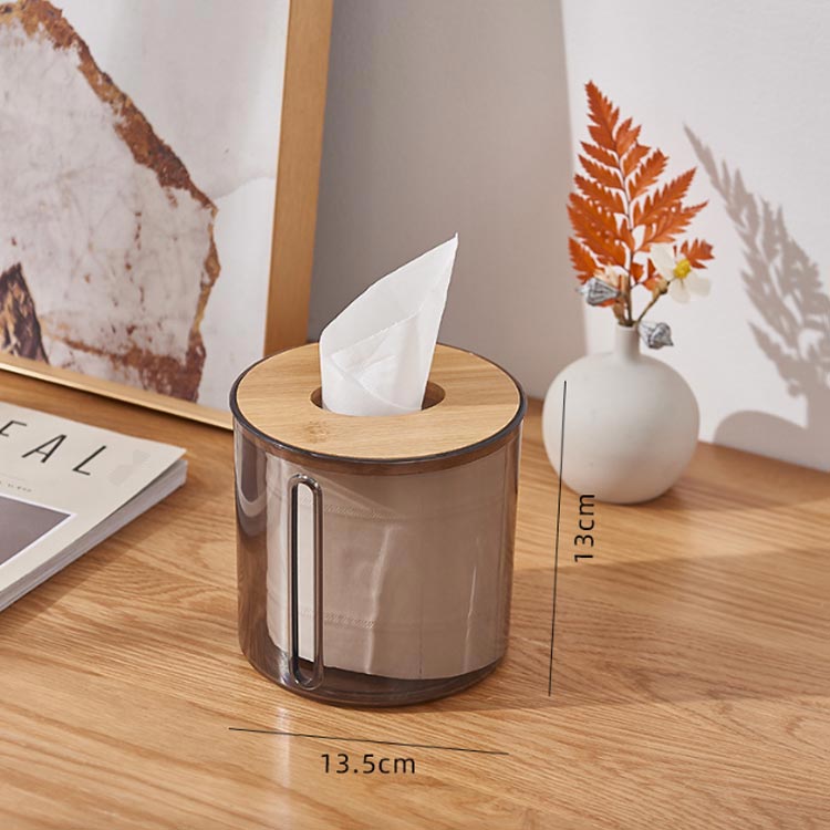 シンプル ふた付き 透明 ケース ティッシュペーパー ティッシュカバー 竹 ナチュラル おしゃれ 大容量 クリア 北欧 リビング サニタリー 洗面所 卓上 置き型 シンプル エコ コンパクト [3]