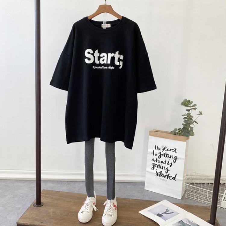 授乳Tシャツ 半袖 授乳服 トップス ロンT 半袖Tシャツ ロング丈 便利 インナー ロ...