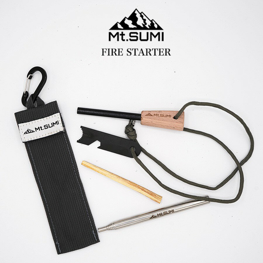 Mt.SUMI マウントスミ Fire starter ファイヤースターター 火起こしキット on1904fs 焚き火 ブッシュクラフト キャンプ 防災用 マグネシウム 火おこし 簡単着火 火吹き棒付き 父の日 ギフト セレクト雑貨ムーのサムネイル