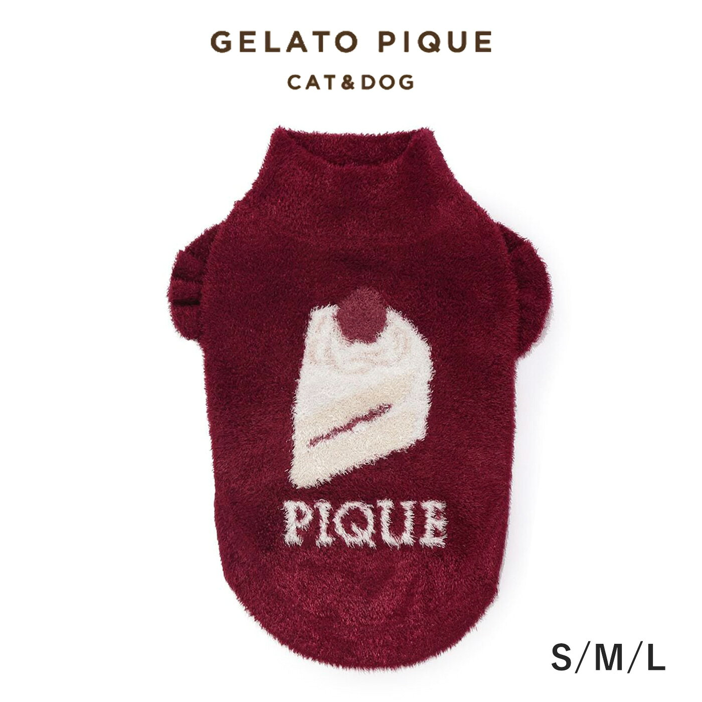 gelato pique ジェラートピケ ルームウェア 通販 CAT&DOG スムーズィーガーリーモチーフジャガードプルオーバー pagg264708 ドッグウェア 犬用 小型犬 お出かけ ジェラピケ 誕生日 ギフト プレゼントにオススメ セレクト雑貨ムー 【商品キーワード】 ★gelato piqueルームウェア★gelato pique ジェラートピケ CAT&DOG スムーズィーガーリーモチーフジャガードプルオーバー pagg264708 ■サイズ■ S:着丈:23cm 首まわり:26cm 胴まわり:30.6cm M:着丈:26.5cm 首まわり:29.6cm 胴まわり:37cm L:着丈:30cm 首まわり:32cm 胴まわり:44cm ※サイズ表記について商品によって同サイズや同色等であっても各商品毎に誤差がある為、 サイズ表記はあくまでも目安としてご参照ください。 ■　色　■ RED(レッド) ■詳　細■ ※注意事項 不良品・ご注文と異なった商品が届いた場合以外の返品・交換等はお受けできません。 CAT&DOG商品に関しては、ご試着された場合は返品・交換・修理不可になります。 お客様のご都合（イメージが違う、サイズが合わない、不要になった等）による返品・交換は承っておりません。 【ガーリーなショートケーキとリボンのスムーズィープルオーバー】 【Fabric】 SMOOTHIE（スムーズィー）… とろけるようななめらかな柔らかさは、まるで口に含んだ瞬間とろけていくスムーズィーのよう。 シーズンレスに着られる薄手の素材。 【Design/Styling】 おいしそうなストロベリーショートケーキを描いた’スムーズィー’素材のプルオーバーです。 首元の冷えを防ぐハイネック仕様で、袖口にフリルを効かせているのがポイント。 ストレッチの効いた薄手ニットなので、肌寒い時期のお散歩にはもちろん、 ルームウェアとしてオールシーズンで着用しやすい素材感です。 ※照明の関係により、実際よりも色味が違って見える場合があります。 またパソコン・スマートフォンなどの環境により、若干製品と画像のカラーが異なる場合もございます。 予めご了承ください。 商品の色味は、商品単品画像をご参照下さい。 ※商品画像はサンプルのため、色味やサイズ等の仕様に変更がある場合がございますので、予めご了承ください。 ※柄物の商品については、柄の位置が商品ごとに違い、商品画像とは違う配置の柄が届く場合もございますので、 予めご了承ください。 【洗濯表記】 洗濯表示の詳しい説明はコチラ