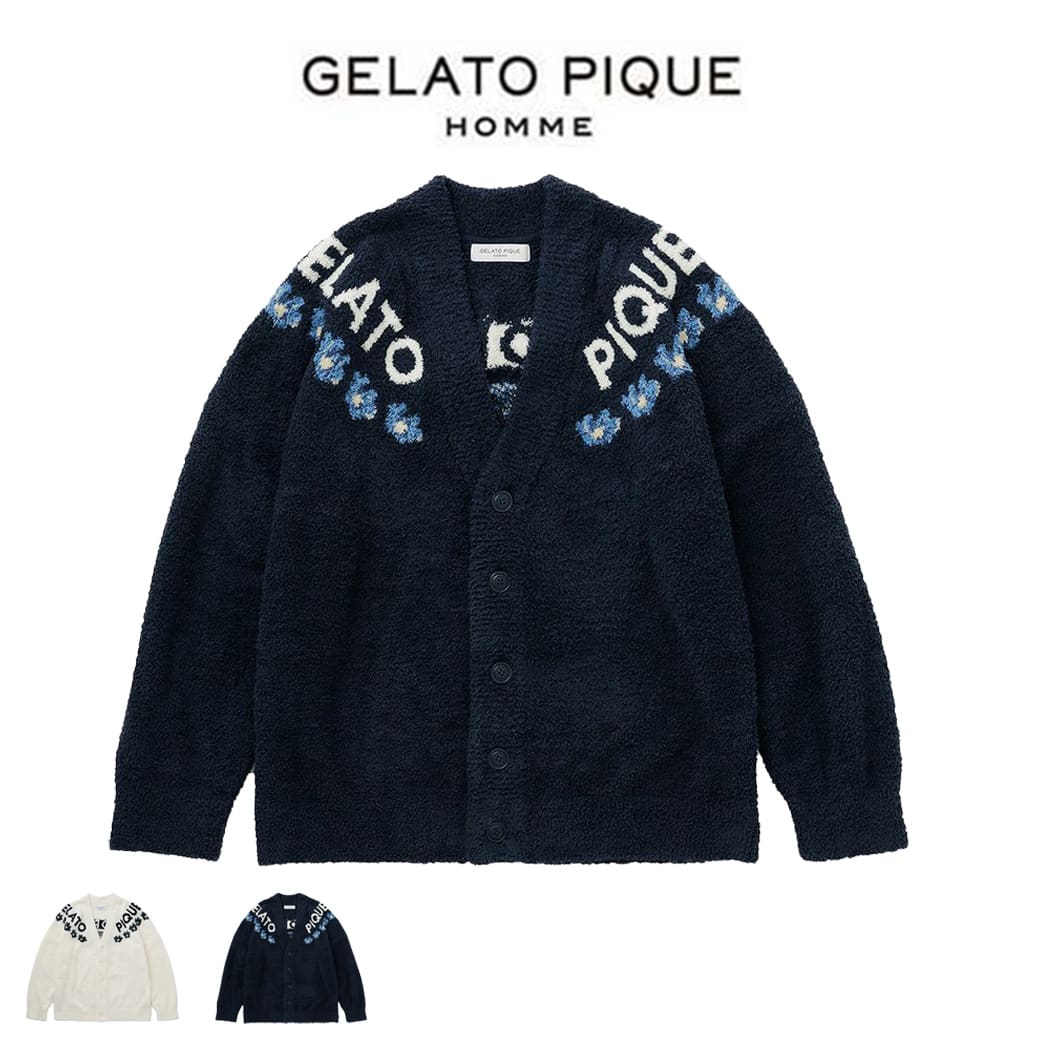 ジェラートピケ パジャマ メンズ GELATO PIQUE HOMME ジェラートピケオム ベビモコフラワージャガードカーディガン phnt241928 ジェラピケ パジャマ メンズ ルームウェア 部屋着 羽織 Vネック ロゴ ふんわり 新生活 ギフト プレゼント セレクト雑貨ムー