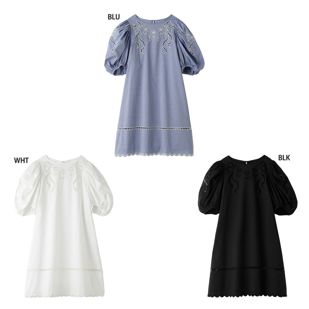 SALE40%OFF FURFUR ファーファー リボン刺繍チュニックブラウス rwft242026 レディース トップス ミニワンピース 半袖 パフスリーブ フェミニン デート 女子会 夏コーデ セレクト雑貨ムー